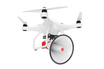 Naklejka na ściany i meble Drone with Bullhorn Megaphone. 3d Rendering