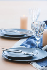Beautiful table setting in restaurant