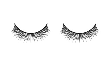 Pair of false eyelashes realistic mockup vector illustration isolated on white.
