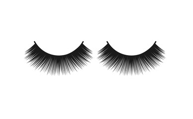 Obraz premium Realistic black fake eyelashes isolated on white background.