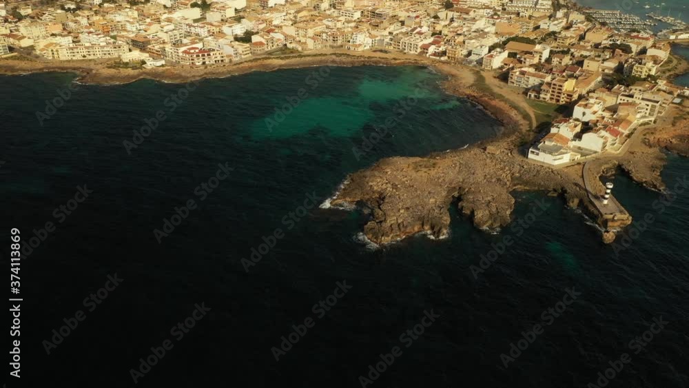 Canvas Prints flying on a drone over the Bay citycolònia de Sant Jordi mallorca Spain