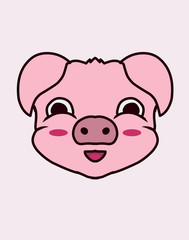 cute pig head on white background-vector.