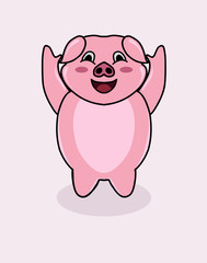Obraz na płótnie Canvas Cute pig character design on white background vector illustration