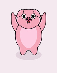 Obraz na płótnie Canvas Cute pig character design on white background vector illustration