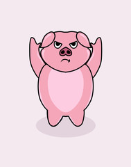 Cute pig character design on white background vector illustration