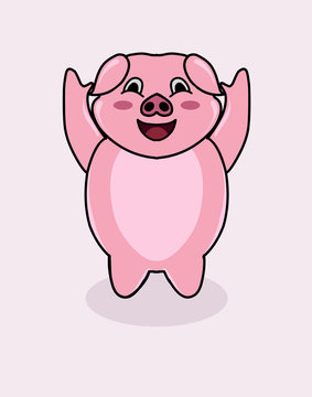 Cute pig character design on white background vector illustration