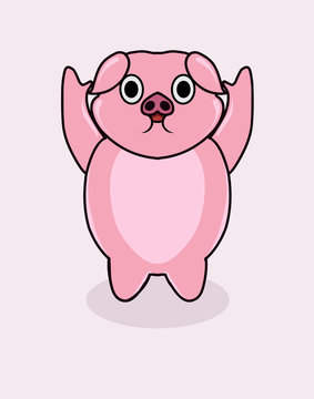 Cute pig character design on white background vector illustration
