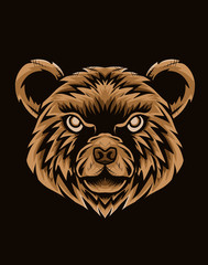 Angry bear head symetric style-vector illustration art.