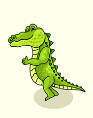 illustration vector happy crocodile character design on white background.