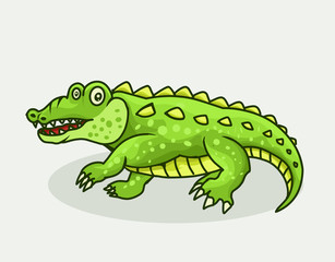illustration vector happy crocodile character design on white background.