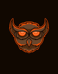 Retro owl style vector illustration of a bird on black background.