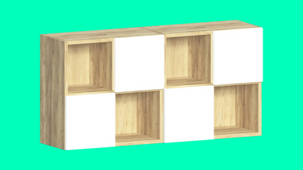 Naklejka na ściany i meble 3d mockup with empty shelves for presentation on light background. 3d render Business concept. Blank product display shelf Space