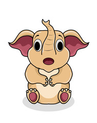 Illustration vector character funny expression baby elephant on white background.