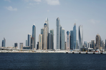 Fototapeta na wymiar View on skyscraper buildings in Dubai Marina