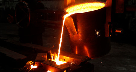 Liquid Molten Steel Industry.  Casting, melting, molding and foundry.