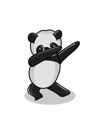 cute panda in happy pose on white background-vector character illustration. 
