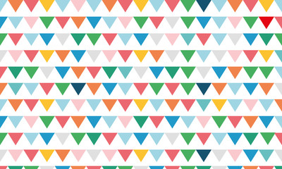 Dynamic colourful triangle bunting pattern on white background vector
