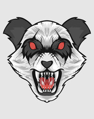 Illustration vector panda head on white background, can print for T-shirt,jacket/hoodie.