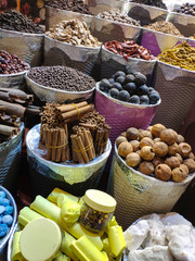spices and herbs in a market