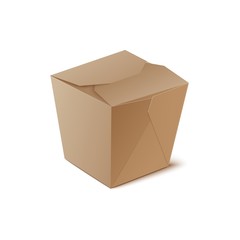 Take away food brown carton box template realistic vector illustration isolated.