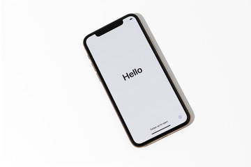 Welcome hello in different languages white screen on starting of the smartphone 