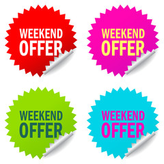 Weekend offer vector label sticker