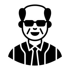 
Man wearing glasses, historian icon in solid style 
