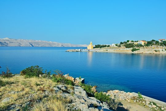 Croatia-view of a the church of St. Karlo Boromejski in town Karlobag