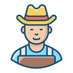 
Design of farmer in modern flat style. greenskeeper

