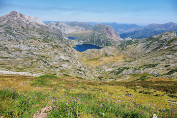 Fototapeta na wymiar Views of Saliencia lakes in Somiedo natural park on the way to Calabazosa peak, Spain