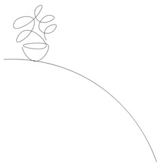 Plant in pot line drawing design. Vector illustration