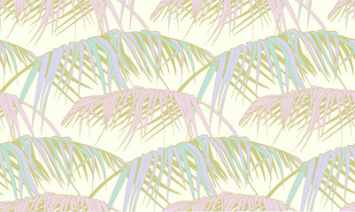 seamless pattern with tropical palm branches for unisex clothing and fabric design in delicate shades