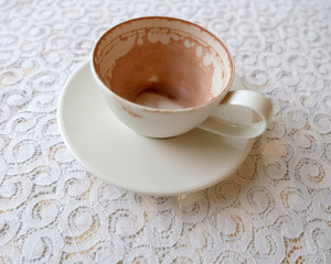 Morning hot cocoa and milk foam