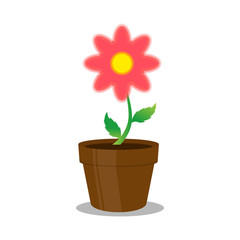 Flat Design, Illustration of flowers in a vase, suitable for plant or flower themed designs