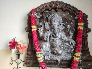 hindu god Ganesh on wall 