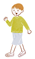 Watercolor illustration with children walking