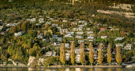 beautiful landscape town by river on mountain in Luzern Switzerland