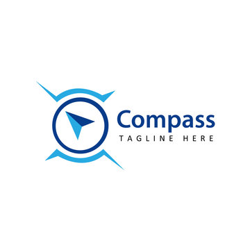 compass navigator logo template design vector with isolated white background