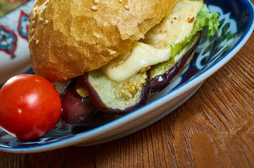 Halloumi aubergine burgers