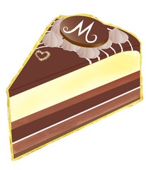 A illustration of piece of chocolate cake