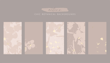 Floral rustic background with hand drawn doodle flowers and botanical elements