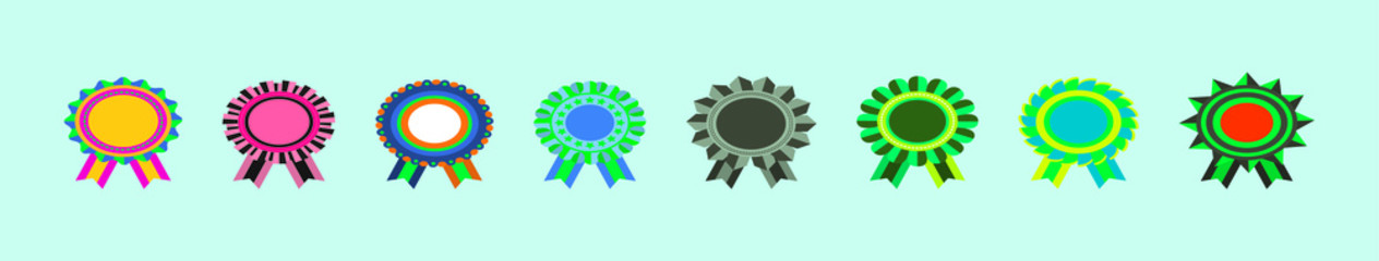 set of cockade cartoon icon design template with various models. vector illustration