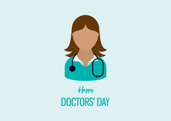 Happy Doctors' Day vector. Female doctor with stethoscope icon vector. Female doctor avatar character vector illustration. Important day