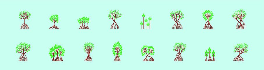 set of mangrove cartoon icon design template with various models. vector illustration