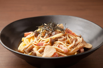 キノコの和風スパゲッティ