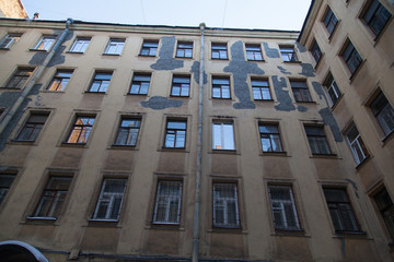 Facade of vintage classical building in Saint Petersburg