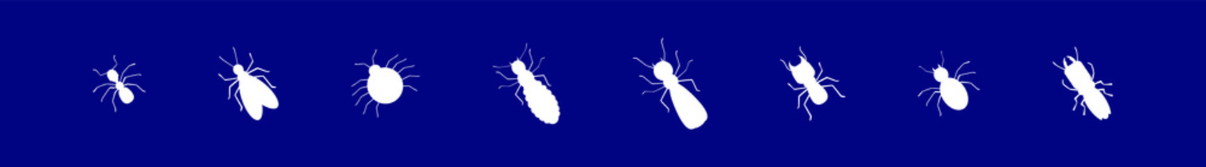 set of termite silhouettes with various models. vector illustration