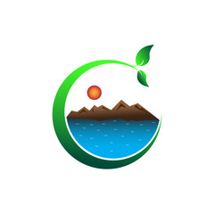 ecological nature logo template design vector in isolated white background