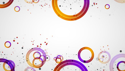 Obraz premium Abstract background with gradient circles. Scientific, futuristic theme with plexus effect.