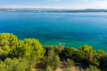 Aerial view of a forested coast of the Pasman Island, Croatia